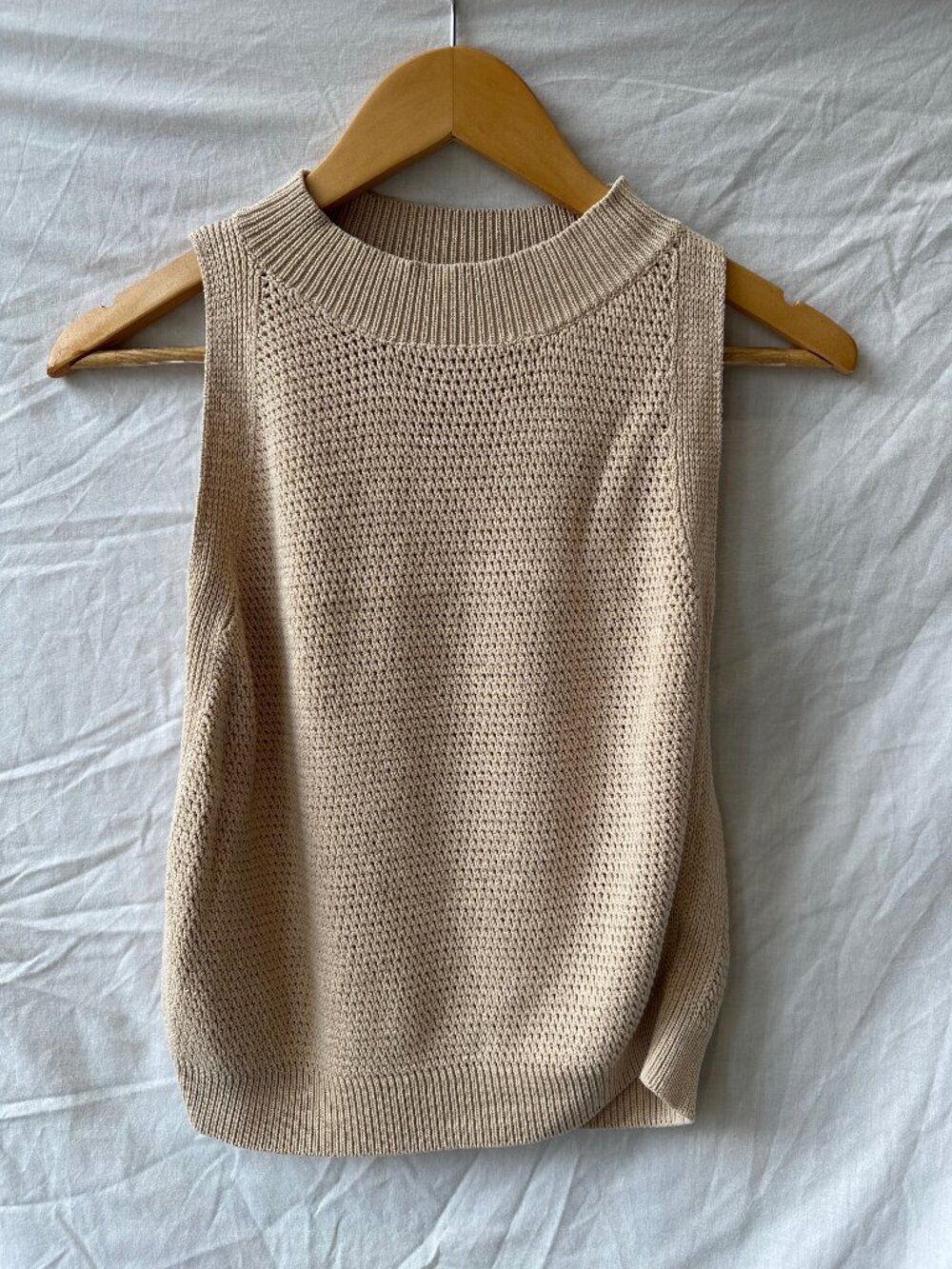 Commense Beige Knit Sleeveless Top